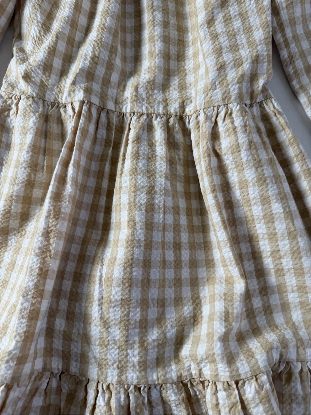 J. Crew Beige and White Gingham Ruffle Midi Dress - Picture 2 of 6